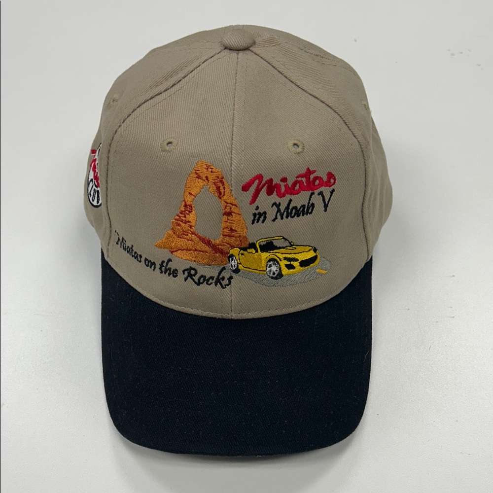 Tan and Black Embroidered Cap